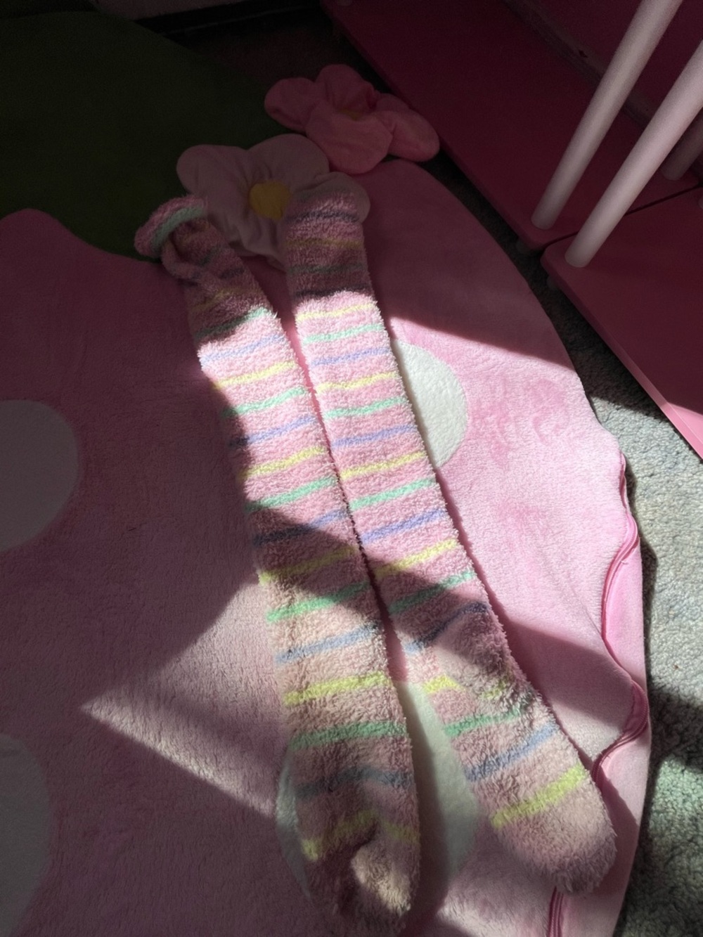 Cozy Pastel Striped Fuzzy Knee-High Socks